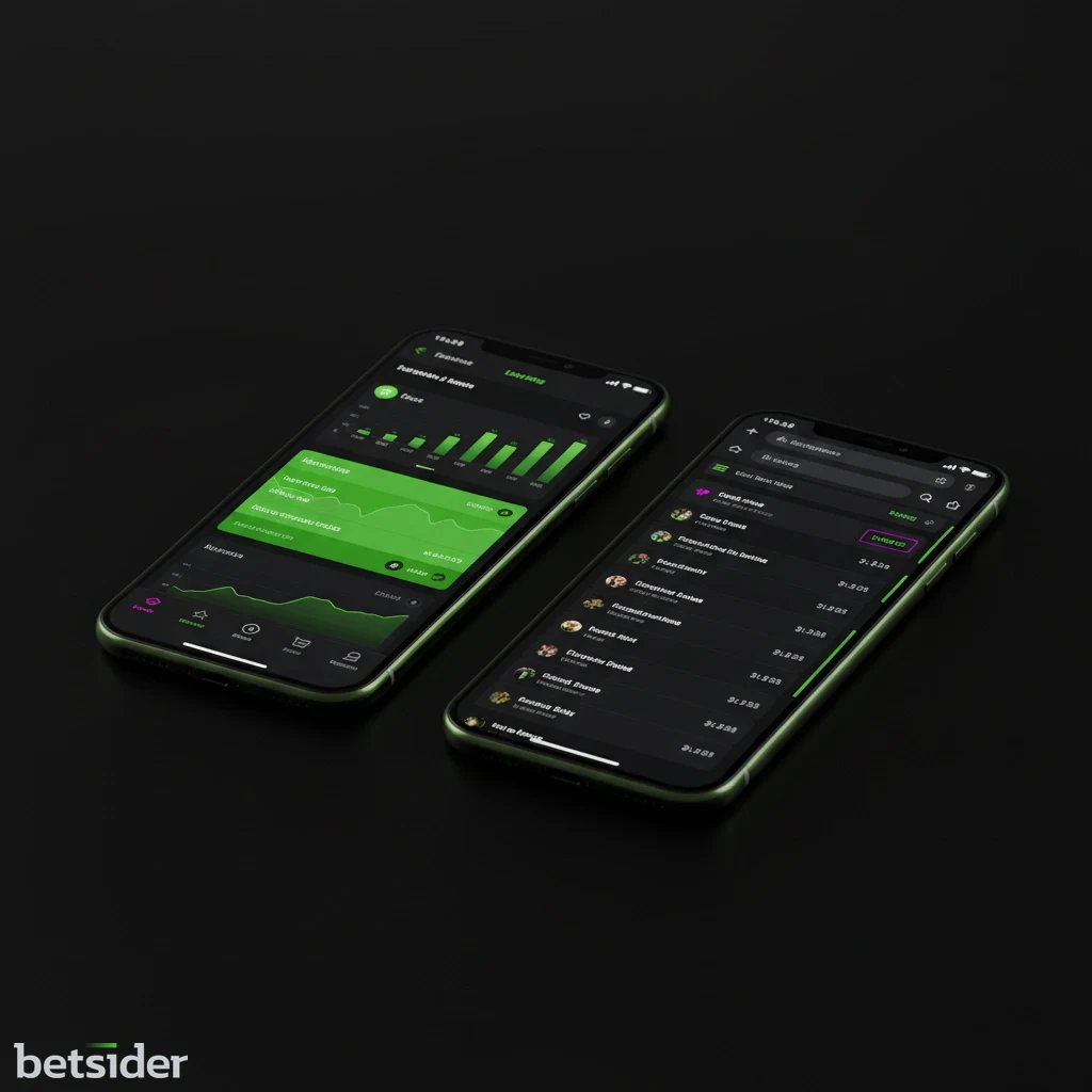Schermata dell'app Betsider a confronto con la versione del sito mobile su smartphone.
