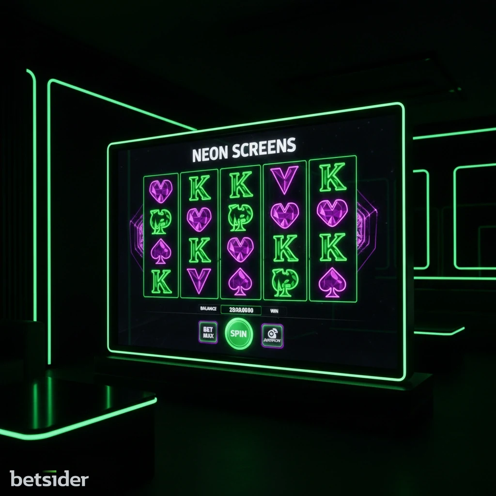 Schermata di una video slot nel casinò di Betsider che mostra i rulli con simboli colorati e l'interfaccia di gioco.