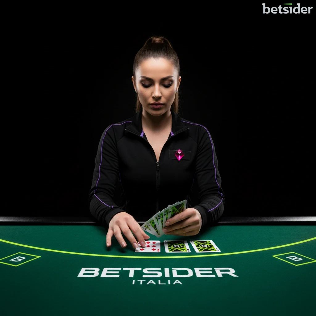 Un croupier professionista al tavolo di Blackjack live di Betsider.