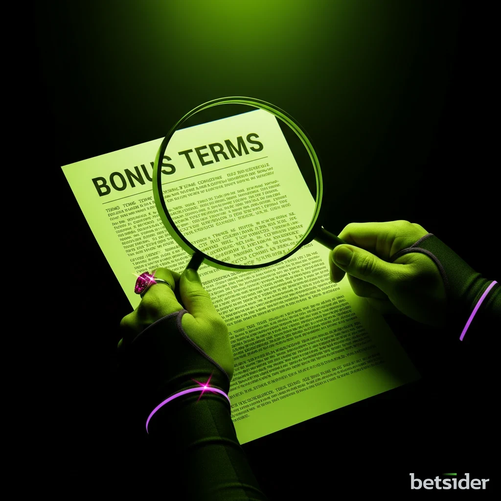 Una lente d'ingrandimento che esamina i termini e le condizioni di un bonus free spin.